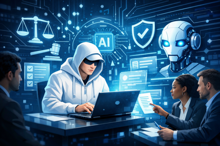 Tim kerja sedang menyusun kebijakan internal penggunaan AI generatif di kantor modern