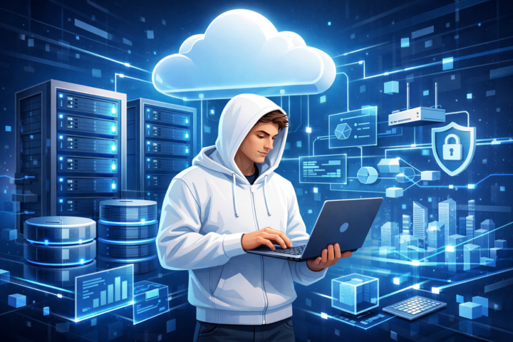 Gambaran infrastruktur cloud virtual untuk layanan Infrastruktur sebagai Layanan dalam bisnis modern