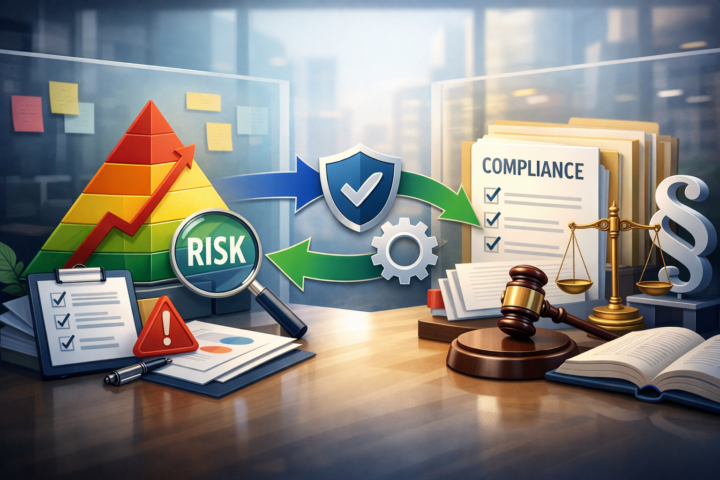 Ilustrasi hubungan manajemen risiko dan program kepatuhan dalam bisnis